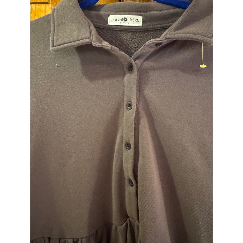 Natural Life XL gray Tiered Sweatshirt Dress Long Sleeve Collared – Small Stain - Picture 6 of 12